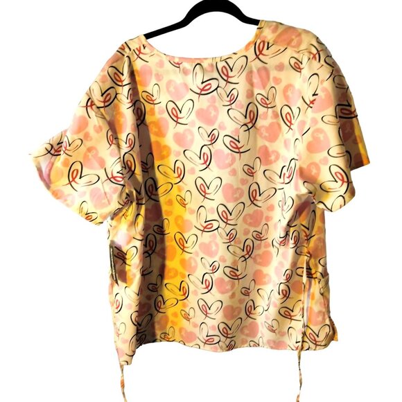 Samantha Mara Womens Scrub Top V Neck Top Pink Ribbon Medical Uniform 3X New - Picture 2 of 7